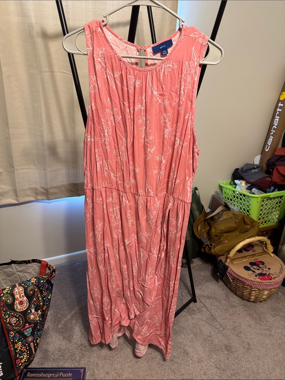 Coral Pink Floral Sleeveless Maxi Dress